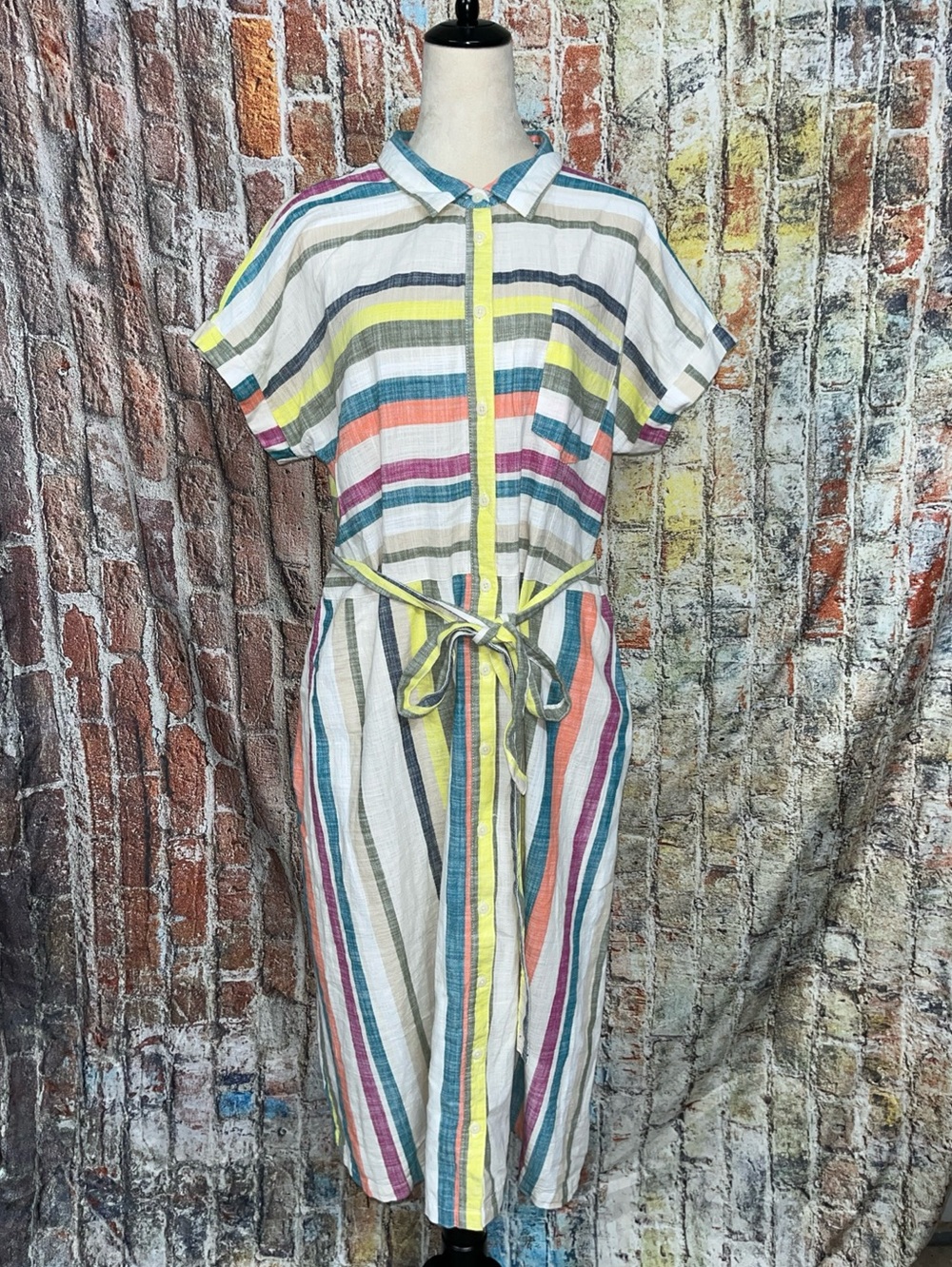 Time and True Dress Color Block Striped Shirt Dress  Sz XXL/2XG (20)
